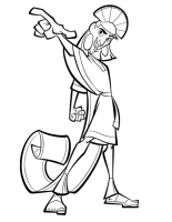 A coloring page of emperor kuzco